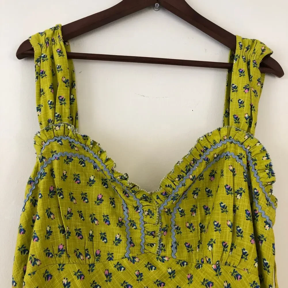 Free People Sweet Hearts Midi Dress  Citronelle Combo Cottagecore Size L - Picture 8 of 11